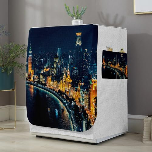 Highdi Housse de Protection pour Machine à Laver, Chargement Frontal Housse La Poussière avec Ouverture Frontale pour Linge Domestique (Modèle Architectural 7,Capacité S 6~7.5KG)