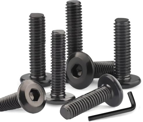 Plstod 40 Stück M5 x 16 Schrauben, Flachkopfschrauben, Schwarze Schrauben, Sechskantschrauben, Innensechskant Edelstahl, Vollgewinde Schwarzes Oxid mit Hex Key