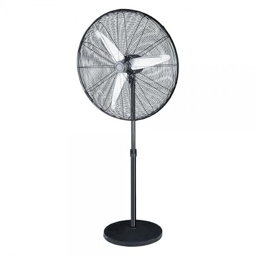Bilake Ventilador de Pie Industrial Tormenta Metal | Altura Regulable 128-163cm | Motor AC 3 Velocidades | Oscilante y Fijo | Cabezal Orientable | Talleres y Naves (180W | 65Ø cm)