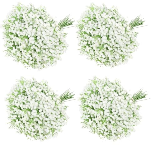 FONBAY 120 Stück Schleierkraut Künstlich wie echt,Künstliche Schleierkränze,Schleierkraut Pflanzen Gypsophila Blumen für Hochzeit Brautsträuße Zuhause Basteln und Dekoration (120)