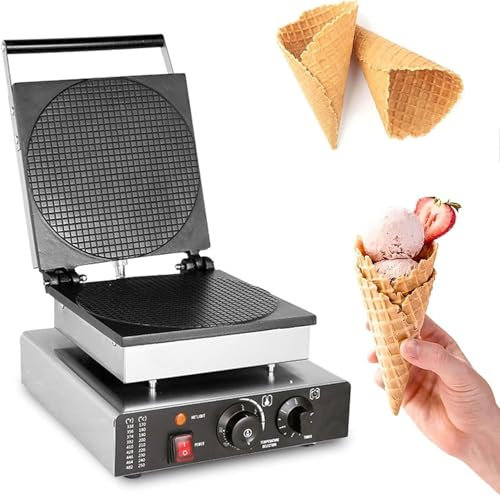 Piastra per waffle cono gelato, piastra per waffle cono gelato professionale, piastra per waffle cono gelato elettrica commerciale Piastra per waffle cono gelato rotonda in acciaio inox 1750 W Rives