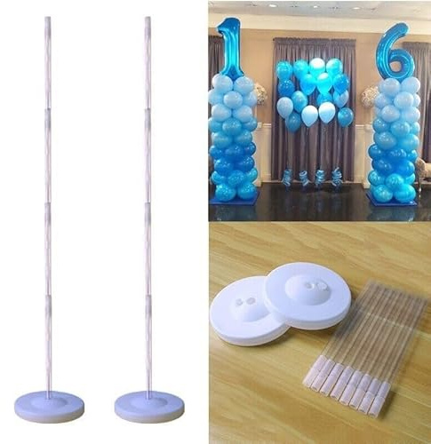 Mr. Gadget's Solutions 2 Sets Adjustable Balloon Column Stand – Reusable Base & Pole for Birthday, Wedding, Party, and Christmas Decorations