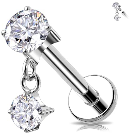 Melighting Titan Helix Ohrring CZ Flat Back Ohrring 16G Knorpel Piercing Schmuck Innengewinde Labret Stud Dangle Tragus Ohrring