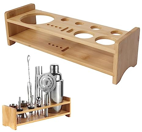 Kit per baristi, set da shaker da cocktail con supporto di bambù, accessori per utensili da bar mixology per bevande bar kit mixology mixo