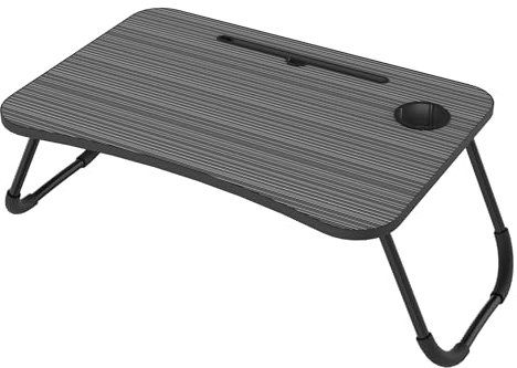 HENGMEI Laptoptisch fürs Bett Laptop Betttisch Faltbarer Lapdesk Laptophalter Schoßtisch Tisch mit Tablet-Schlitz und Cup Slot Notebook Tisch, 40 x 60 x 27 cm(Schwarz Gebürstet)
