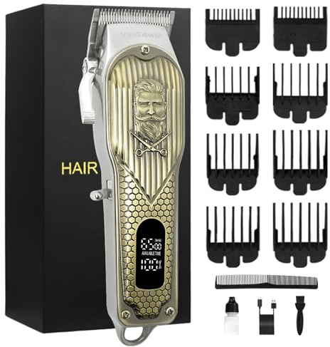 Professional Barber Clippers With Extremely Heavy Duty Cutting Performance, Mens Hair Clippers and Trimmer with Powerful Motor, Cordless Hair Clippers for Men, Quiet Hair Trimmer for Men and Kids