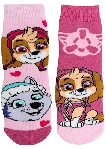 United Labels Paw Patrol calzini per bambine – Skye & Everest – Calzini da ginnastica per bambini, calzini rosa/rosa (confezione da 2)