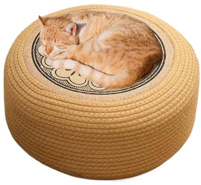 Generisch Outdoor Pouf Hocker - Runder Geflochtener Sitzhocker Für Garten & Terrasse,Geflochtene Außenkissen Für Balkon, Deckbereich & Außenbereich
