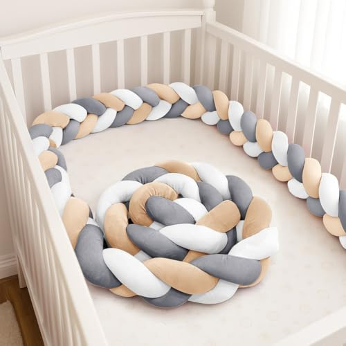 GYCF Braided Knotted Pillow, Mat Cuddle Cushion, Bed Guard Rail Surrounds Cushions, All-Round Protection Pillow for Bed, Soft Breathable Nursing Cushion for Room Decor,A08,1 m