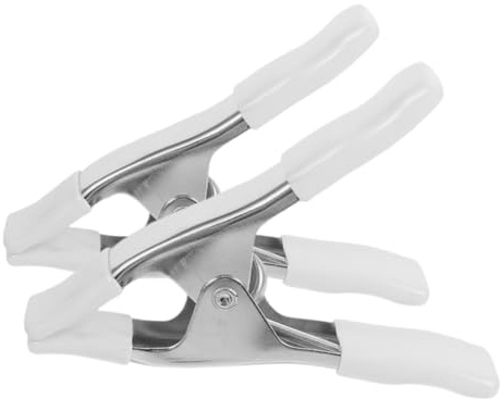 ELAYARD Heavy Duty 4-Inch Photography Clips 2Pcs White Spring Clamps for Drying, Backdrop Stands, and Background Securing