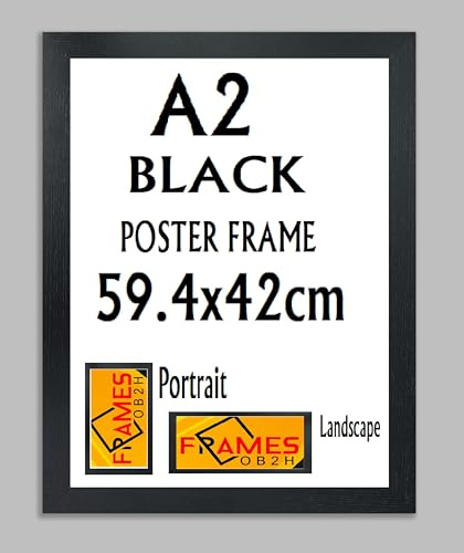 Black,Oak, Photo,Picture,Poster Frames, Portrait and Landscape Shatterproof Acrylic Glass Wall Hanging Frames (Black, A2,59.4X42cm)
