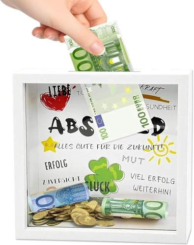 Foonary Abschiedsgeschenk Kollegen, 22x22cm Sparbüchse Bilderrahmen, Abschiedsgeschenk Kollegen Jobwechsel mit Alles Gute für Die Zukunft(Bargeld Nicht Inbegriffen)