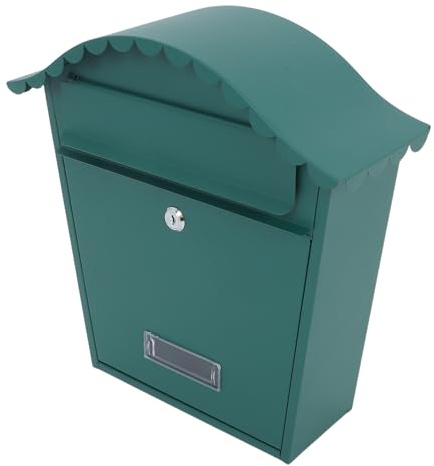 KALLORY Cassetta Postale da Giardino in Metallo Verde con Serratura a Chiave, Cassetta Postale Sospesa da Parete Antipioggia, Cassettina Vintage per Esterni e Uso Elettorale