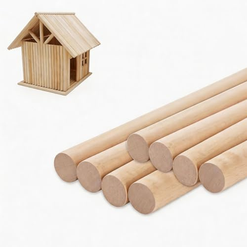 8 Stück Rundholz 20mm Durchmesser,2cm×30cm Natürliche Rundstab Holz,Holzstäbe zum Basteln,Runder Holz Stock für DIY Bastelartikel Modellbau Dekorationen