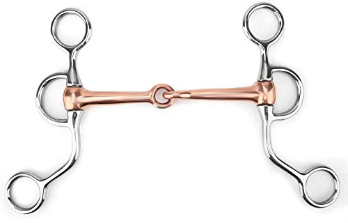 Hulex Supplies Mordicchio da addestramento in Acciaio Inox con Giunto in Rame, morso a Snaffle a Anello Libero per Equitazione, Ideale per Un Contatto Leggero e Un Sostegno Laterale, mordicchio