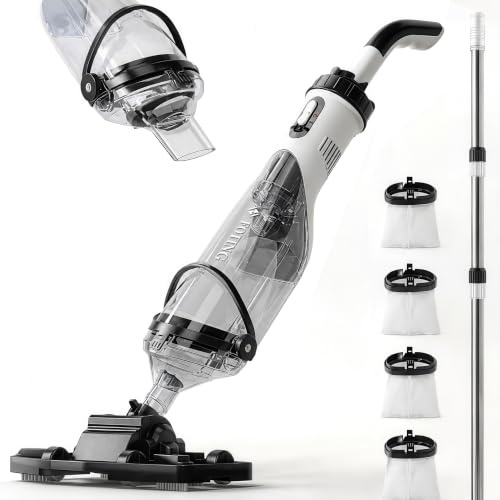 FOTING Aspirateur de piscine portatif sans fil amélioré pour piscines hors | 19,5 GPM, tête plus large avec écran LED, nettoyeur de piscine rechargeable pour piscine creusée pour jacuzzi, débris