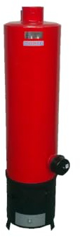 Home Care Commerce Chauffe-eau à combustible solide et électrique combiné de 80 l avec valve de sécurité - Feu de bois rouge + chauffe-eau électrique pour maison et cabine