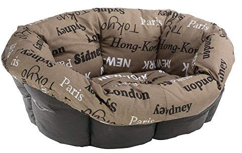 Ferplast Hundekissen, Hundebett und Katzenbett SOFA 'CUSHION 8 Kissen für Haustiere, gepolsterter Bezug, weiche waschbare Baumwollpolsterung, verstellbar mit Gummizug, 85 x 62 x h 28,5 cm braun