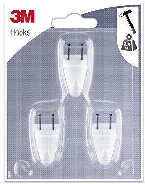 3M 95452 Gancio con Chiodi Ideale per Pareti in Cartongesso, Bianco, pequeño, Set di 3 Pezzi