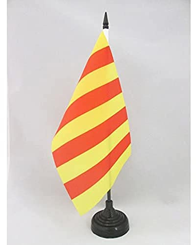 AZ FLAG Drapeau de Table Comté de Provence 21x14 cm Socle Plastique | Usage intérieur Drapeau de bureau provençal finition cousue et bords renforcés avec mât en plastique et socle en plastique