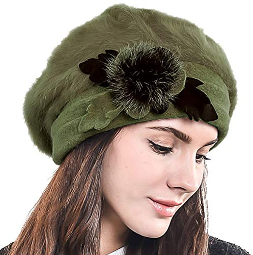 HISSHE Damen Barette Künstler Wolle Baskenmütze Angora Beanie Winter Mütze BR022