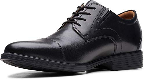 Clarks mens Whiddon Cap Oxford, Black Leather, 10.5 Wide US