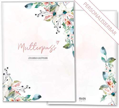 OLGS Mutterpasshülle Florentina Aquarell Spring, Kunststoff Schutzhülle mit Ultraschallbildfach personalisiert