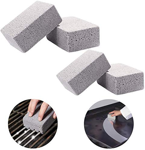 Slosy Piedra Limpieza Barbacoa Pack 4 Bloque para Parilla Ladrillo Limpiador de Plancha Reutilizable Esponja Pómez Gris Accesorios Cocina Limpiador Desinfectante Utensilios Barbacoas