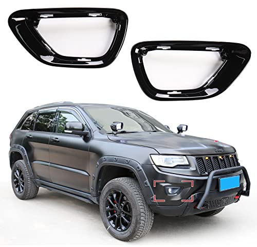 JHO Car Front Fog Lights Cover Trim Fog Lamp Frame Replace for Jeep Grand Cherokee 2014-2016 2015 Limited Accessories(Black)