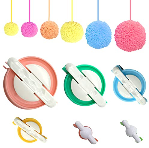 SwirlColor Pompom Maker Set für Erwachsene DIY Wolle Pom Pom Craft Quaste Set Radom Farbe 6PCS (2 cm / 2,5 cm / 3,8 cm / 4,8 cm / 6,8 cm)