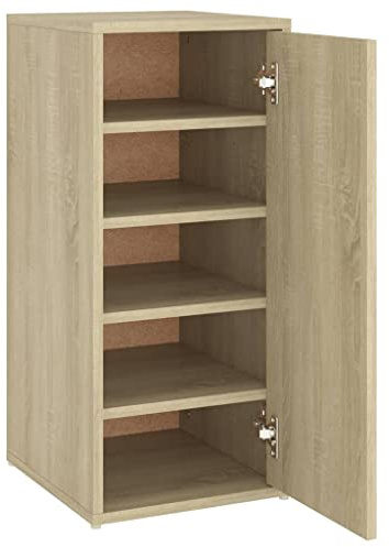 vidaXL Schuhschrank mit 5 Fächern Schuhregal Schuhablage Schuhständer Wandregal Hängeschrank Schuhaufbewahrung Sonoma-Eiche 32x35x70cm Holzwerkstoff