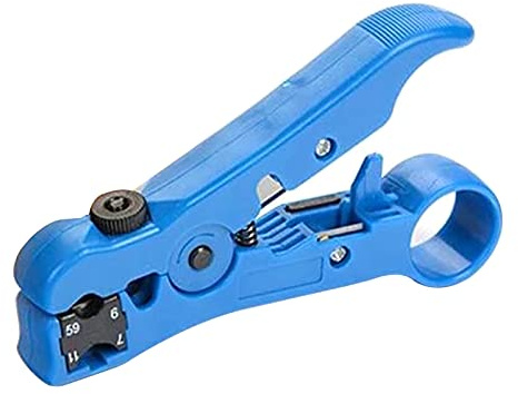 Coupe-câbles à dénuder pour pinces à dénuder électriques multifonctionnelles plates ou rondes Coupe-câbles coaxiaux Outil de dénudage coaxial pour RG59 RG6 RG7 RG11(Bleu)