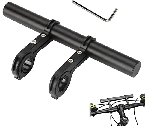 Soporte Extensor Manillar Bicicleta Abrazadera Doble Extensor Soporte Bici Extensor Manillar Bicicleta Estatica Con Destornillador Para Bicicleta De Montaña, Cochecito, Bicicleta (negro, 20 Cm)