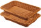 Orrdiffi 2 Pièces Corbeille a Pain en Poly Osier 35 x 25 x 7cm Panier a Pain,Corbeille a Fruit Osier,Panier Rangement,Panier de Service Rectangulaire pour la Cuisine, le Restaurant, le Magasin (brun)