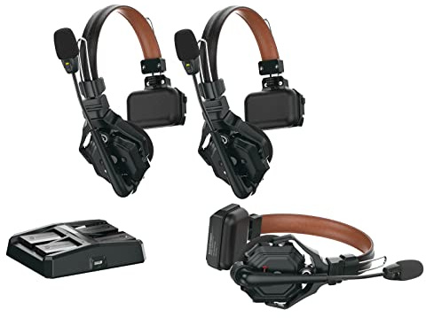Hollyland Solidcom C1 Pro Wireless Intercom Headset System ENC Noise Cancellation Full Duplex 3-Person 1100ft Team Communication with PTT Mute Single Ear headset for Church Drone TV Film Production