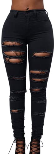 Femme Jeans Déchiré Skinny Slim Fit Stretch Jean Crayon Pants