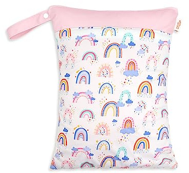Daysskk 1 stück Wetbag Kindergarten Mädchen Windeltasche Nassbeutel Wasserdicht mit Reißverschluss Wäschebeutel für Kita Schwimmen Reisen 30 * 40 cm