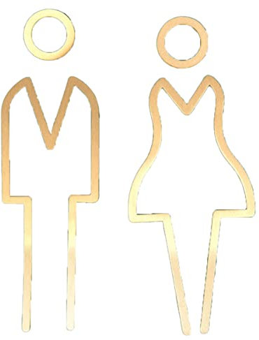 WC-Schilder aus Messing für Männer und Frauen, Badezimmerschild, Dekoration, Figurenset, modernes Toilettenschild, Badezimmer-Türschilder (F)