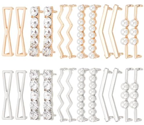 GOMAKERER 12 paires 12 styles de Breloques pour Lacets, Strass Perle Cristal Chaussures Accessoire Couleur Mixte Bricolage Décoratif Amovible Chaussure Dentelle Décoration pour Femmes Chaussures