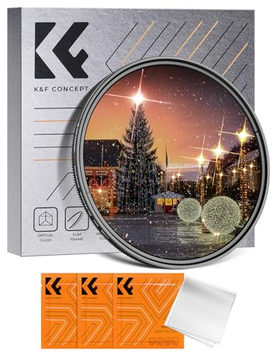 K&F CONCEPT Ø67mm Filtre Étoile 4/8 Points 2 en 1 Filtre Star Réglable Effets Spéciaux et Chiffon pour Objectif Appareil Photo (K Série)