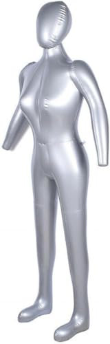 Aufblasbare Schaufensterpuppe aus PVC, weiblich, 165 cm, Silber, Kleidungsausstellungsmodell