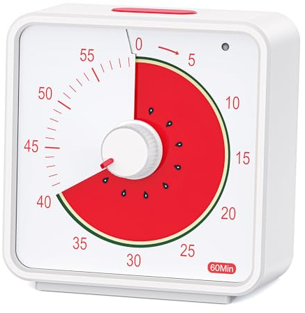 Conchstar 60-Minuten-Visueller Timer mit Fruchtmuster für Kinder und Klassenzimmer, Schreibtisch Countdown für Studium, Time Manager Tool (Wassermelone)
