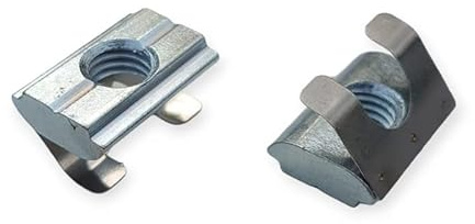 50x Nutenstein Nut 10 St. verz. M4 M5 M6 M8 - einschwenkbar mit Feder für Aluprofil Nut 10 | T-Nutensteine | Schrauben | Muttern (M5-50 Stück)