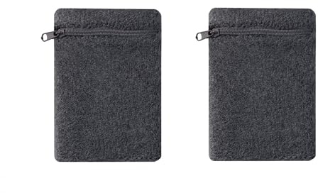 Handgelenktasche für Damen und Herren, Armbandtasche mit Reißverschluss für Laufen, Basketball, Tennis, Reisen, Fitnessstudio und andere Sportarten, Eisengrau, 2 Stück