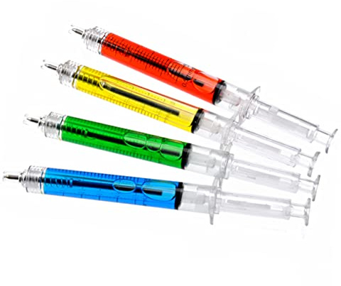 PLAFOPE Forma de Tubo de Aguja Bolígrafo Rojo Novedoso Decoracion Colegio | Plástico Duro Líquido, Recambio Reemplazable, Estilo Fashion, Obsequio para Enviar