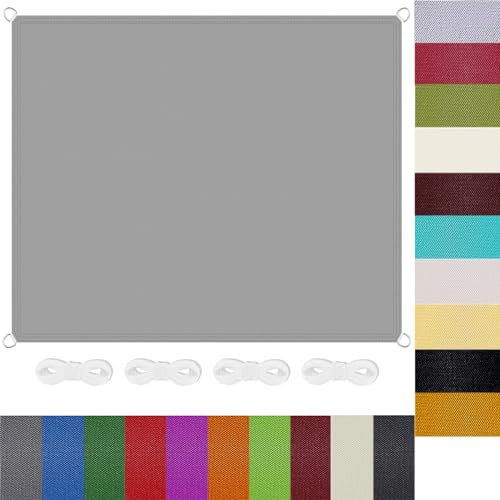 Sonnensegel Nach Maß mit Ösen 2 x 4 m 98% UV Schutz Premium PES Polyester Reißfest Wetterfest Sonnensegel Balkon Regenschutz für Terrasse Balkon Garten, Hellgrau
