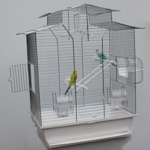60 cm Vogelkäfig,Wellensittichkäfig,Exotenkäfig, Vogelbauer Wellensittich Kanarien Voliere Vogelhaus Käfig IZA 2 II weiß