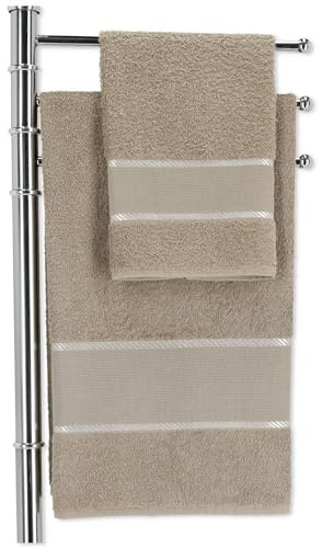 Casatessile Aida Coppia Asciugamani per Ricamo Set 2 Asciugamani Bagno Viso e Bidet - Visone