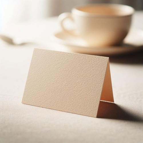 50 Marcasitios Plegables 7,5 x 10,5 cm en Cartulina Verjurada - Carteles para Mesa de Comunión, Boda, Fiesta o Evento - Tarjetas de Nombres Anónimas