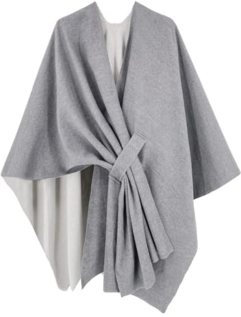 Breezy Lane Poncho reversible para mujer con chal elegante, ruana envolvente con frente abierto, cárdigan para otoño, invierno y vacaciones, Altoa única